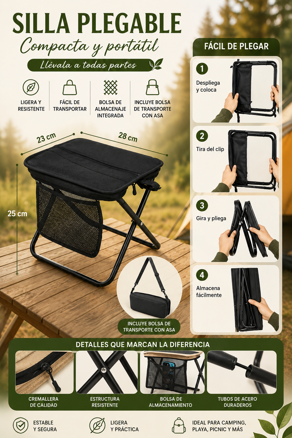 Silla plegable portátil